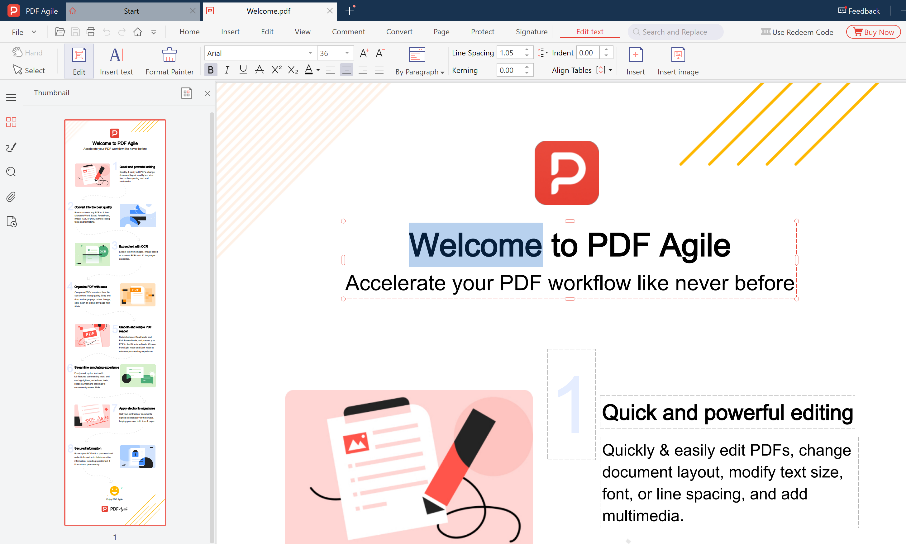 How to edit existing text in a PDF file using PDF Agile text editor